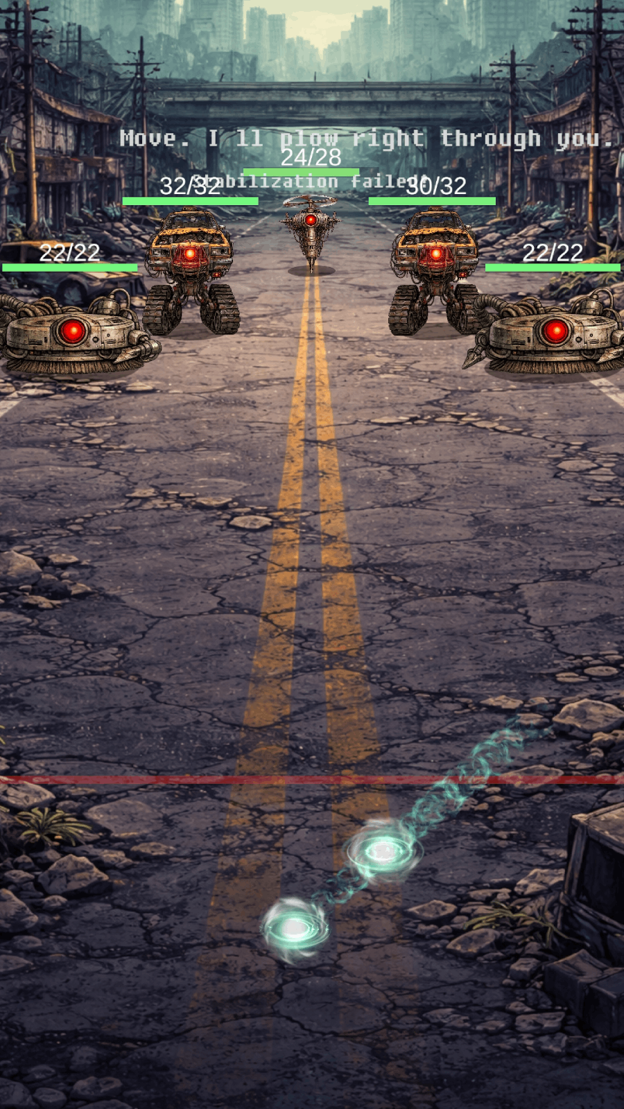 MonBreak English combat stage with enemies